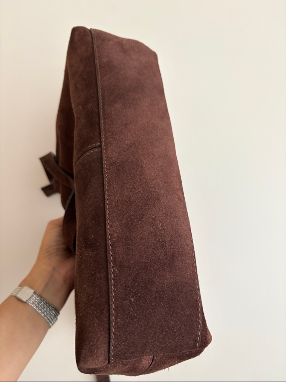 L'INTERVALLE Dark Brown Suede Shoulder Bag - Picture 6 of 11